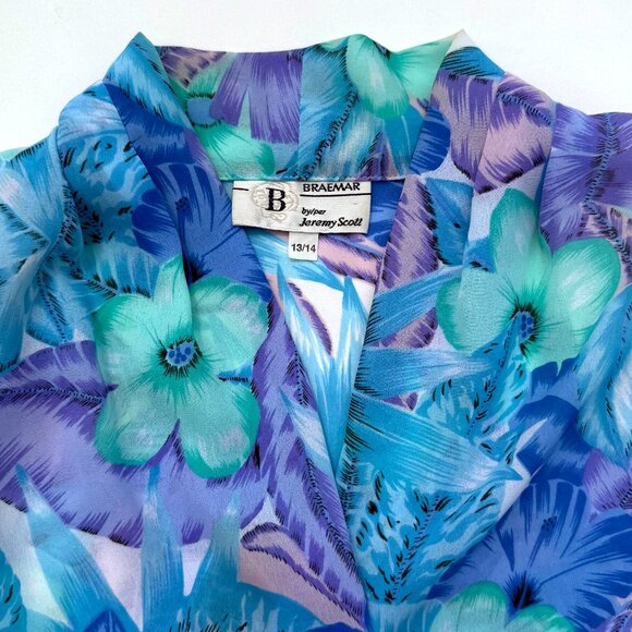 Vintage Braemar, Tropical Floral Button Down Short Sleeve Shirt - Picture 3 of 5